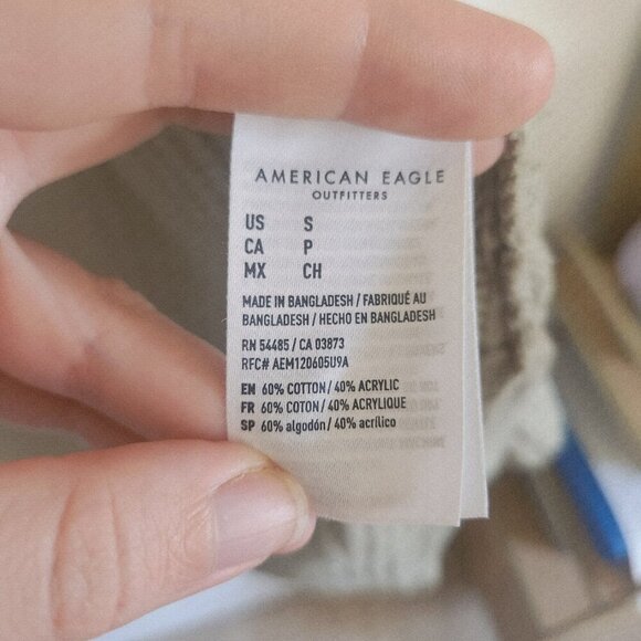 American Eagle AE Oversized Cotton Blend Open Front Faded Olive Green Cardigan S - Picture 5 of 6